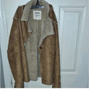 Dylan Faux Suede Tan Shearling Coat